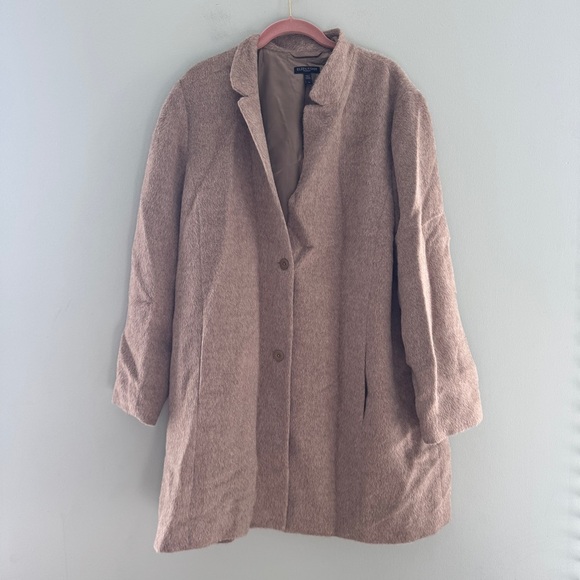 Eileen Fisher Sheared Suri Alpaca Wool Notched Collar Coat - Picture 1 of 10